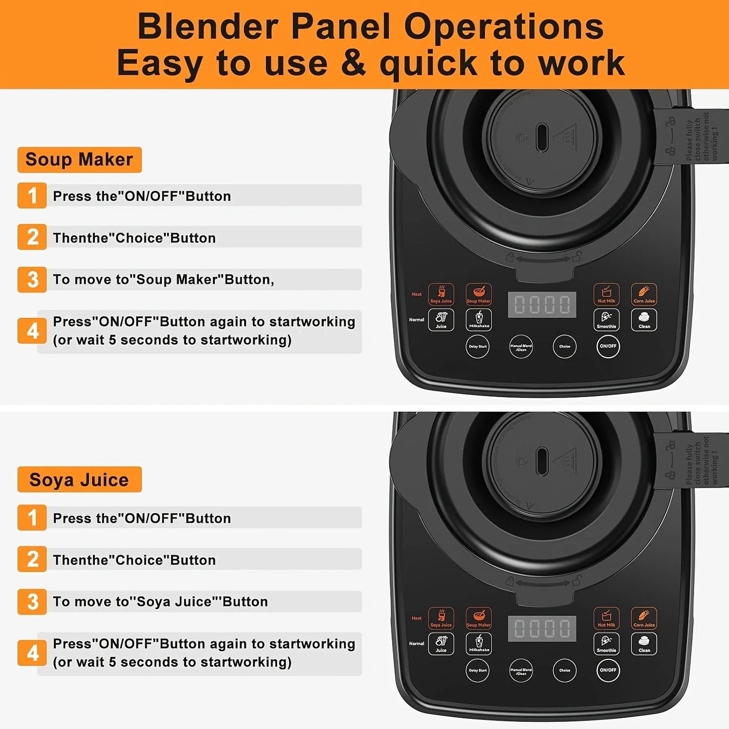 Prasky 2400W Heating Blender Auto Clean Professional Blender