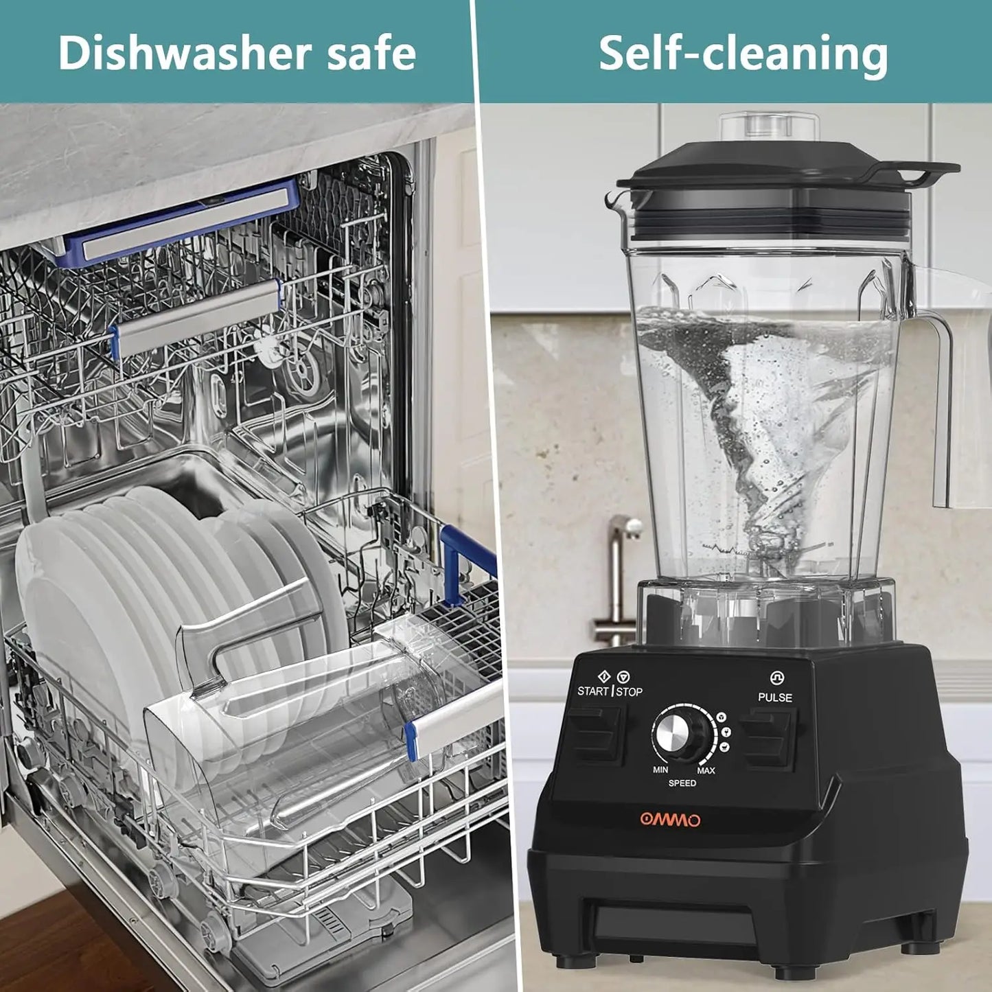 1800W Professional Blender With Stainless Steel Blades BPA Free