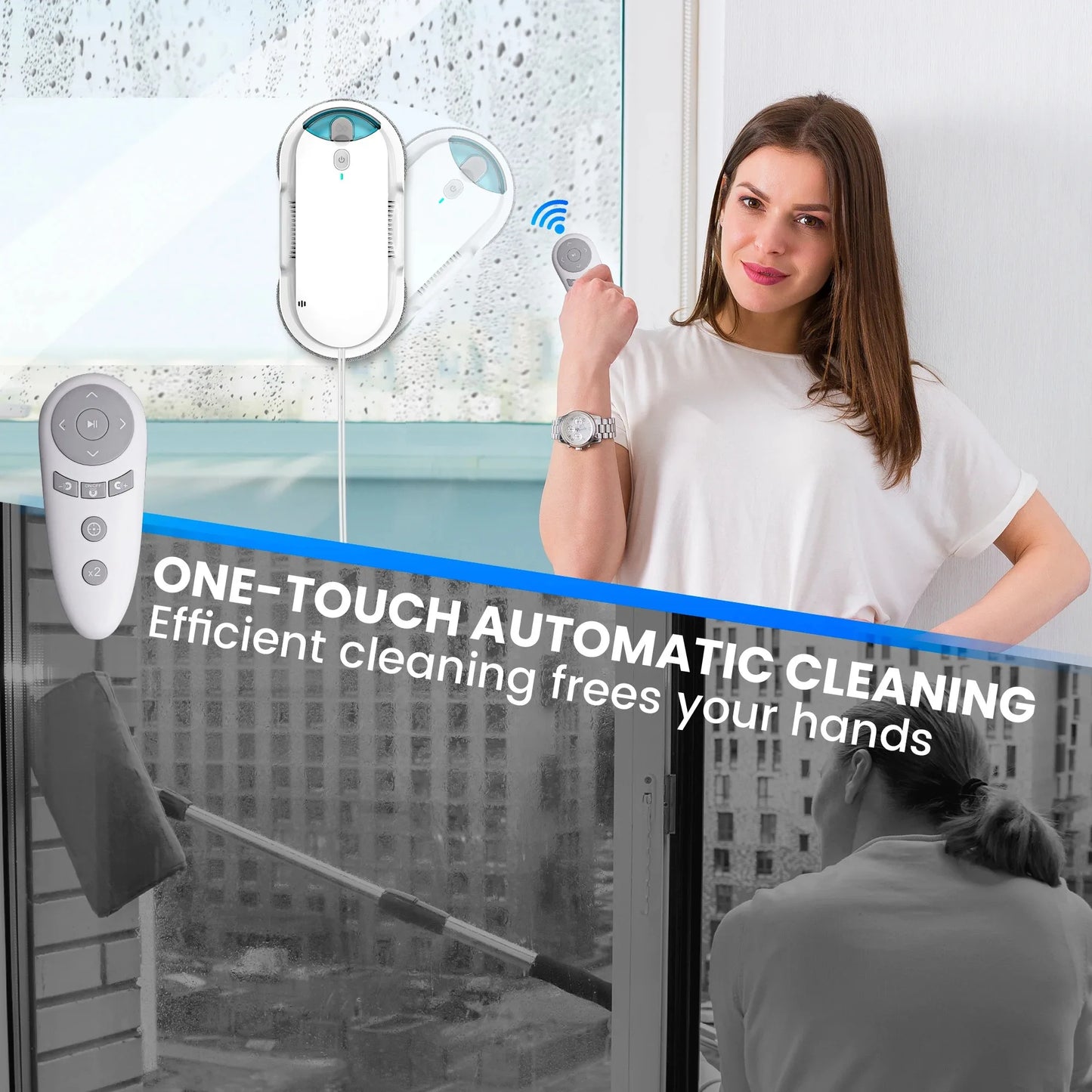 INSE Window Cleaning Robot With Water Spray Remote Control Vacuum