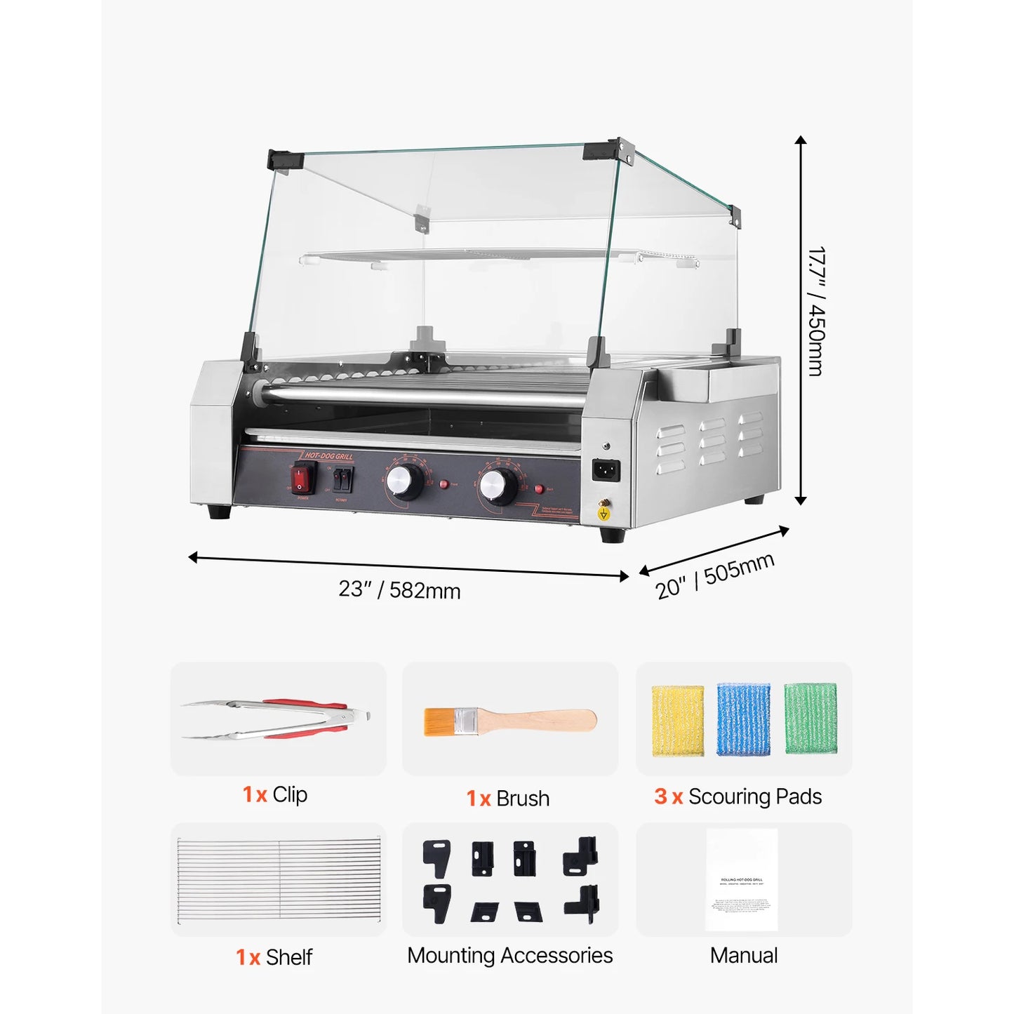 VEVOR Hot Dog Roller Machine With Dual Temperature Control