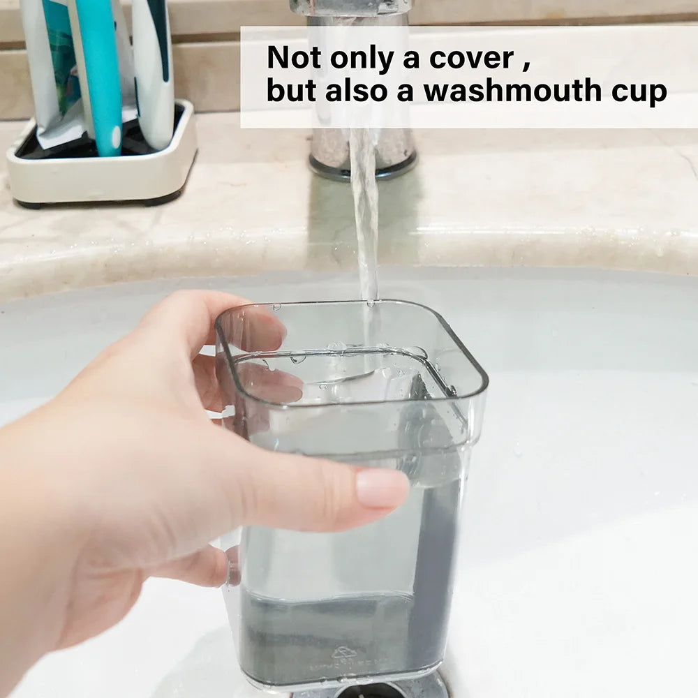 Toothbrush Holder With Cup And Cover For Conventional Bathroom Storage