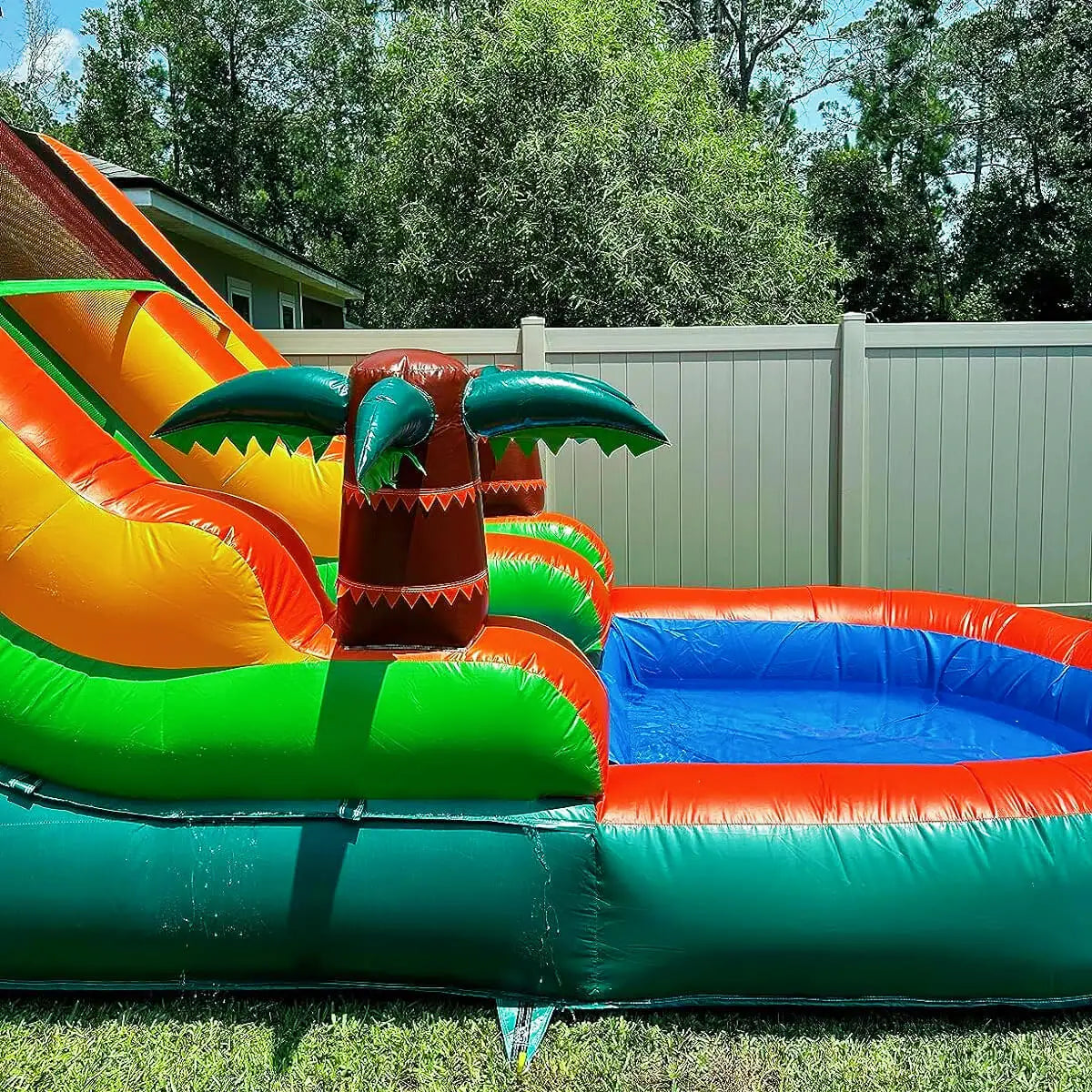 King Inflatable Large Outdoor Water Slide Pool Double Slide