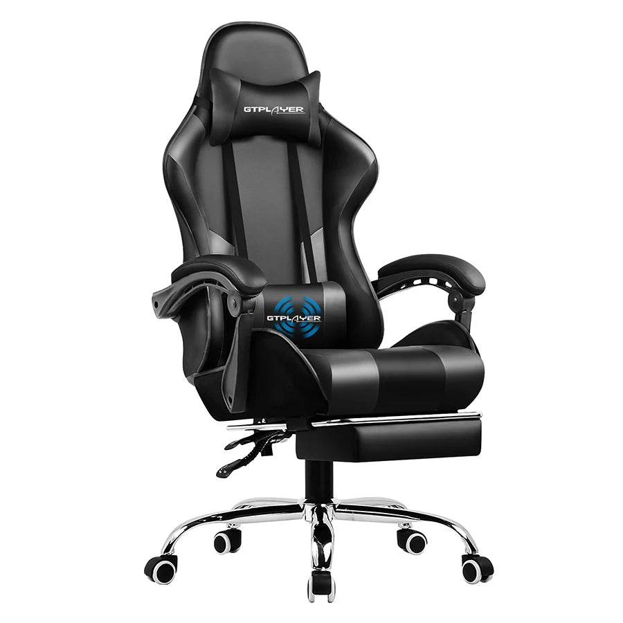 GTPLAYER Gaming Chair With Footrest And Adjustable Lumbar Support