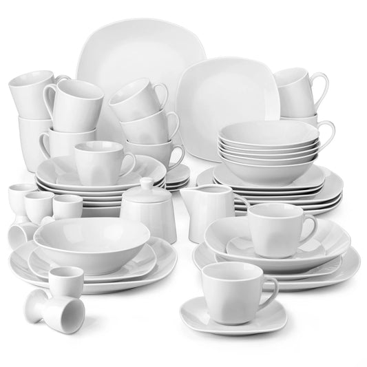 Malacasa Elisa 50-Piece Dinnerware Set With Cups Saucers Mugs Bowls