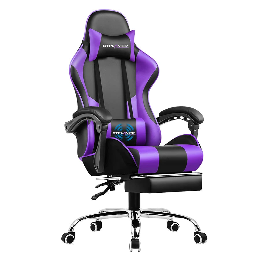 GTPLAYER Gaming Chair With Footrest And Adjustable Lumbar Support