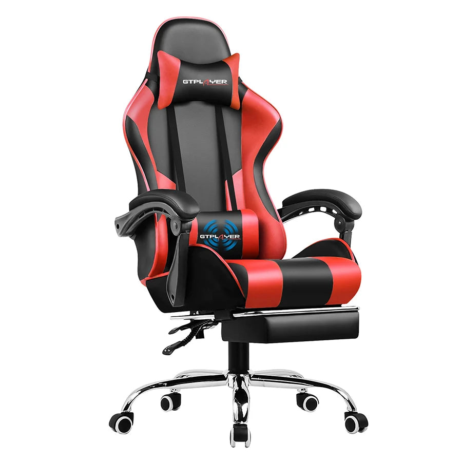 GTPLAYER Gaming Chair With Footrest And Adjustable Lumbar Support