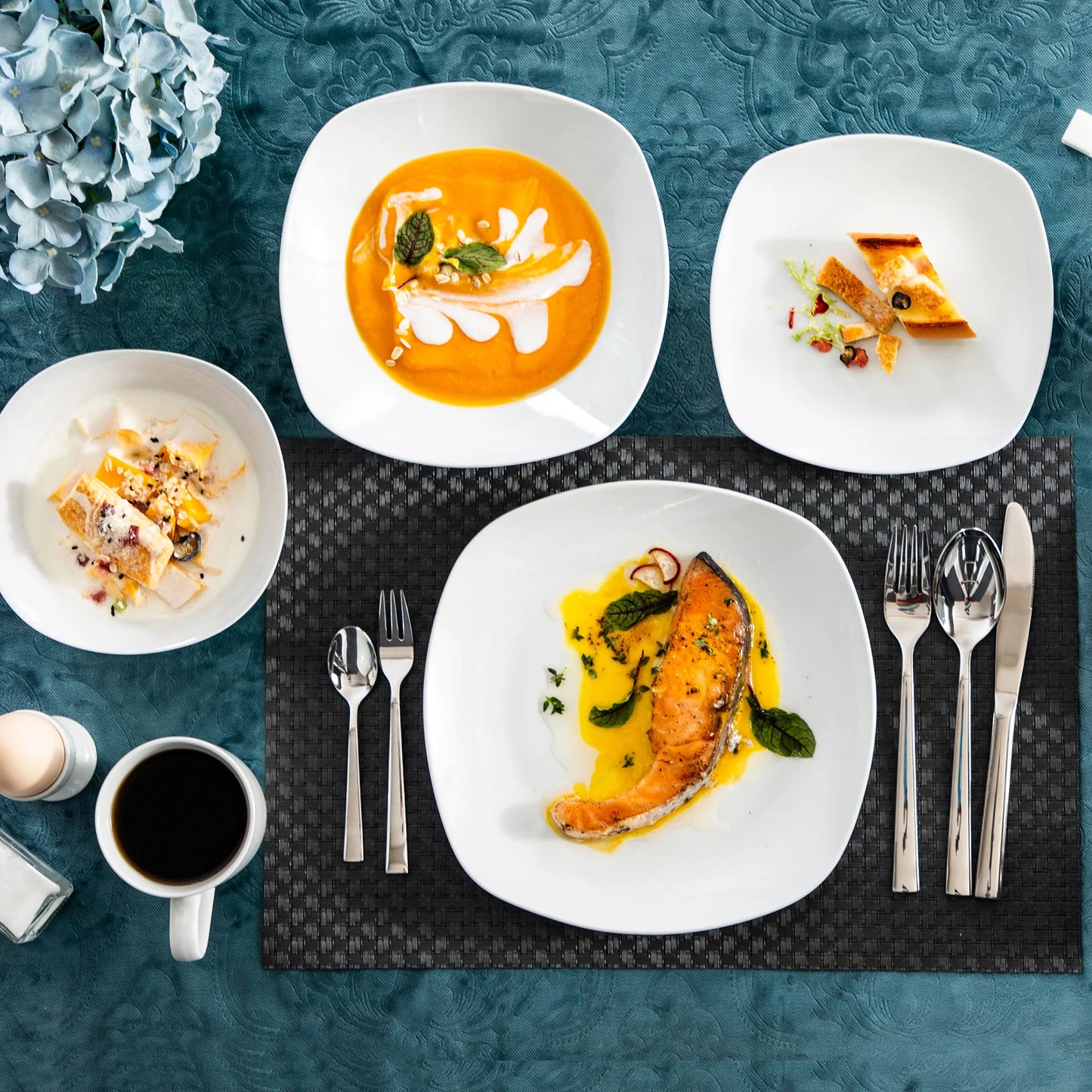 Malacasa Elisa 50-Piece Dinnerware Set With Cups Saucers Mugs Bowls