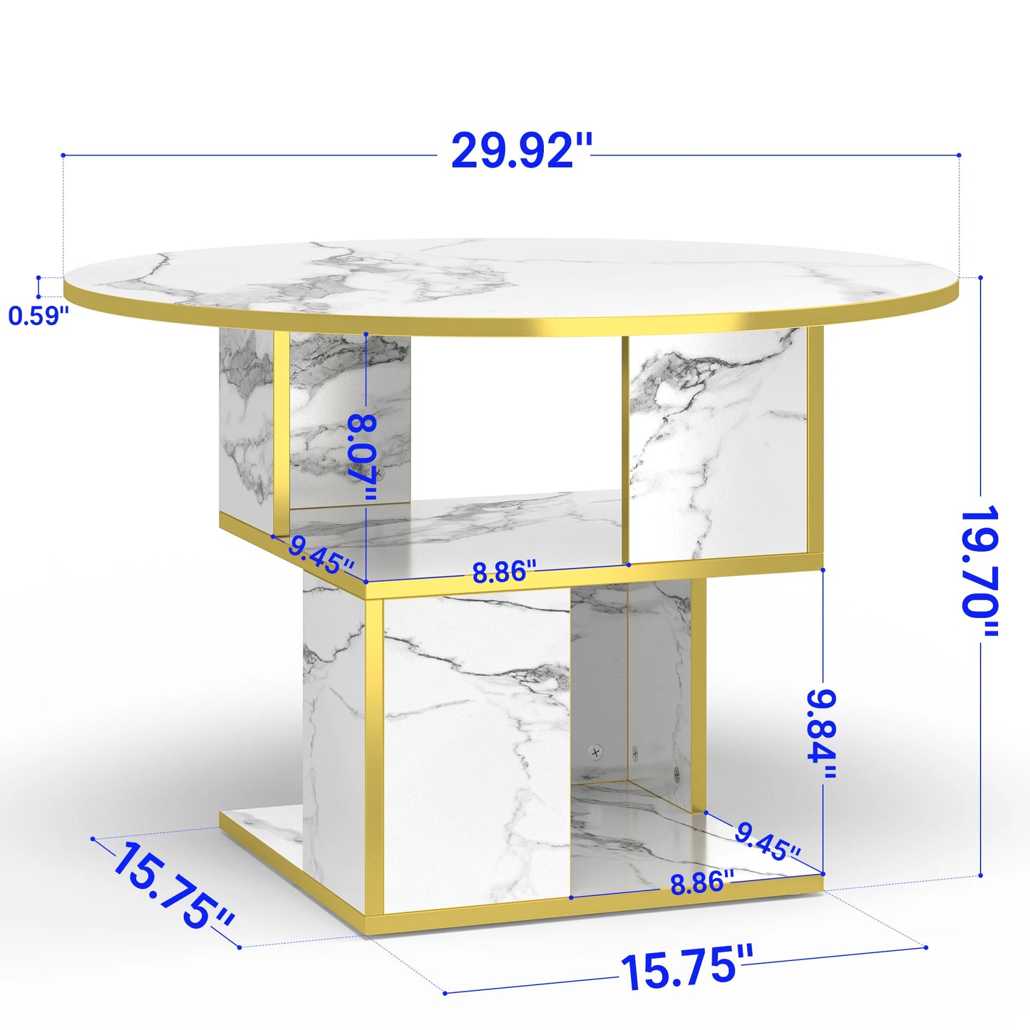 MERRONIX 3-Tier Round Coffee Table With Storage For Living Room