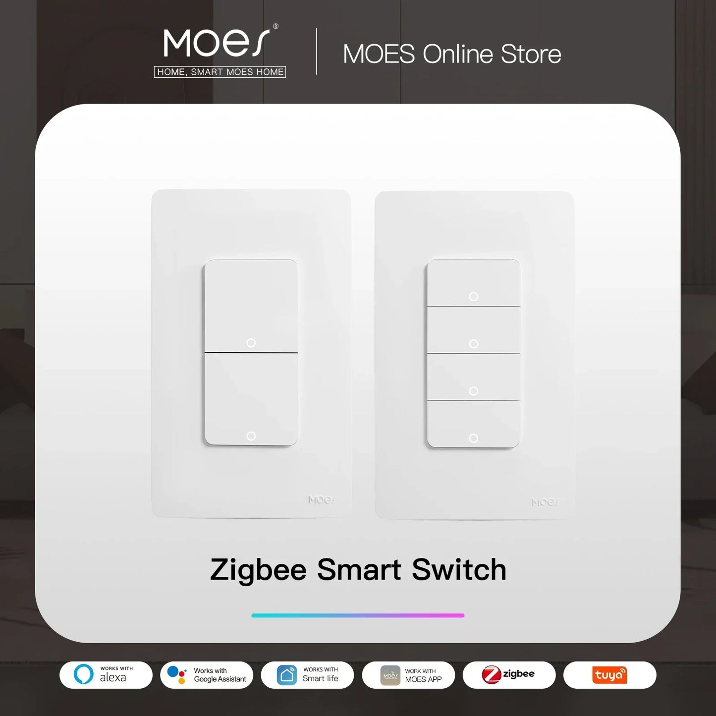 MOES Tuya ZigBee Smart Light Switch US Push Button