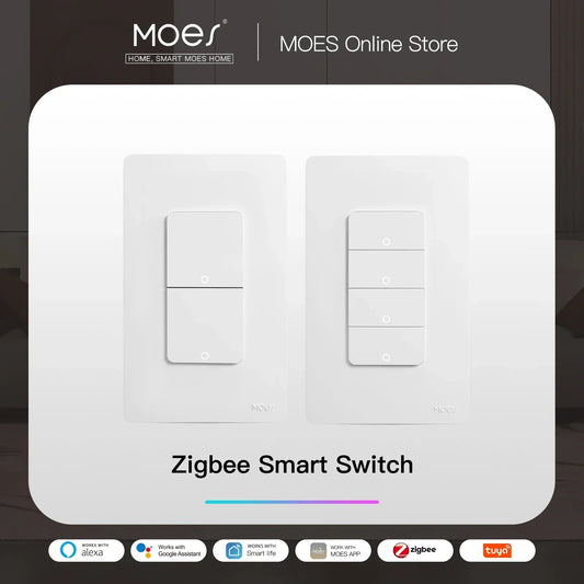 MOES Tuya ZigBee Smart Light Switch US Push Button