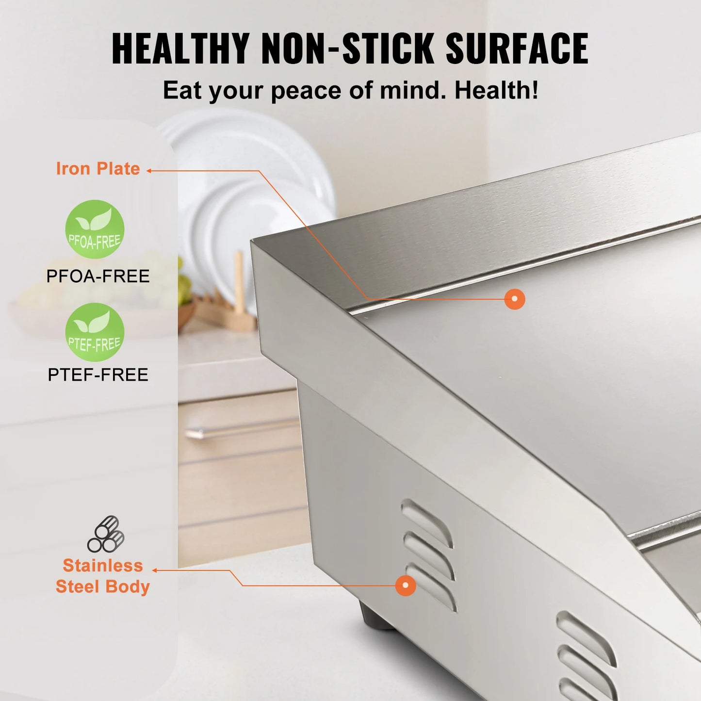 SucceBuy Commercial Electric Grill Teppanyaki Griddle With Temperature Control