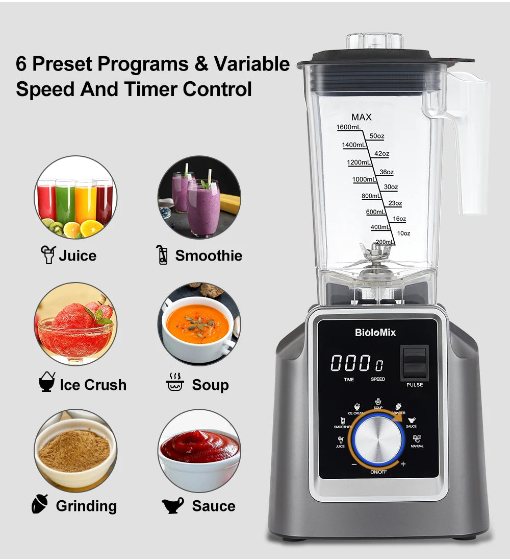 Biolomix Digital BPA Free Automatic Program Professional Blender Mixer Juicer
