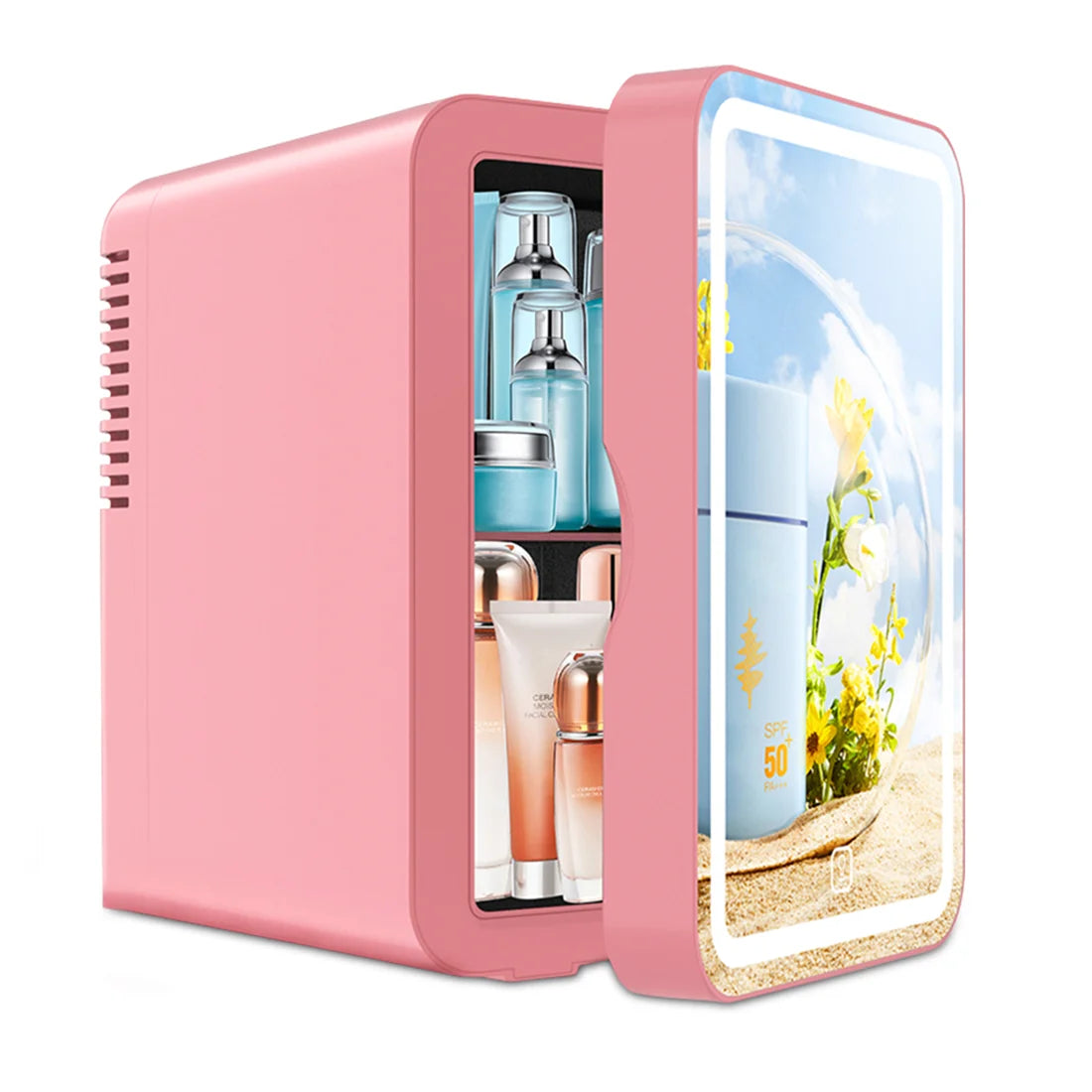 COOSEON Portable Mirror Beauty Refrigerator LED Hot Cold Skin Care