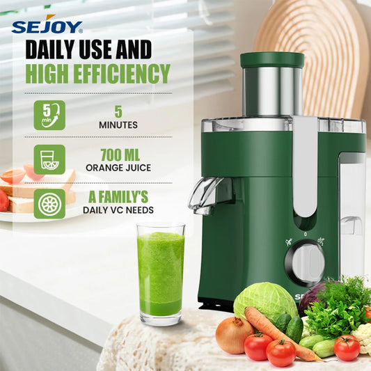 SEJOY Compact Fruits Juicer 500W Stainless Steel Juice Extractor