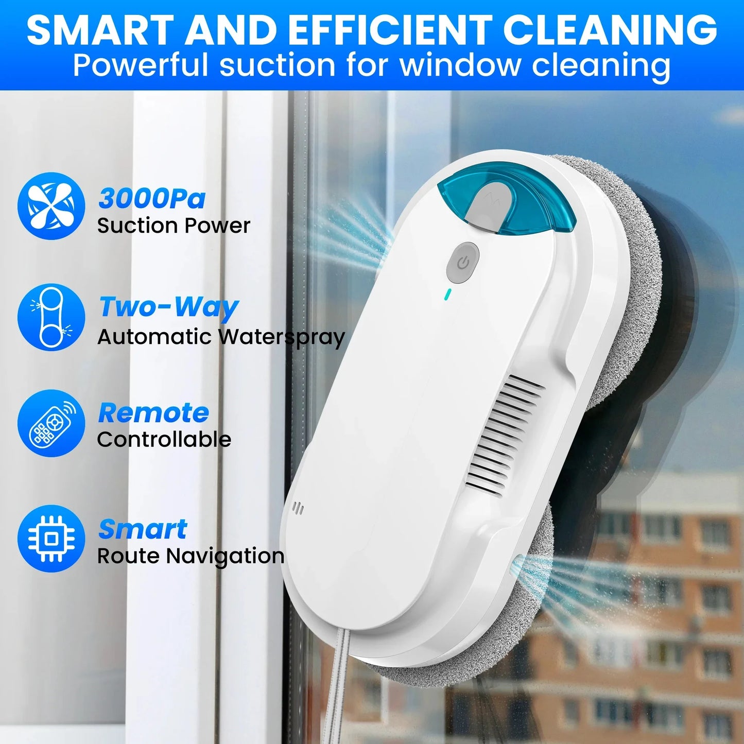 INSE Window Cleaning Robot With Water Spray Remote Control Vacuum