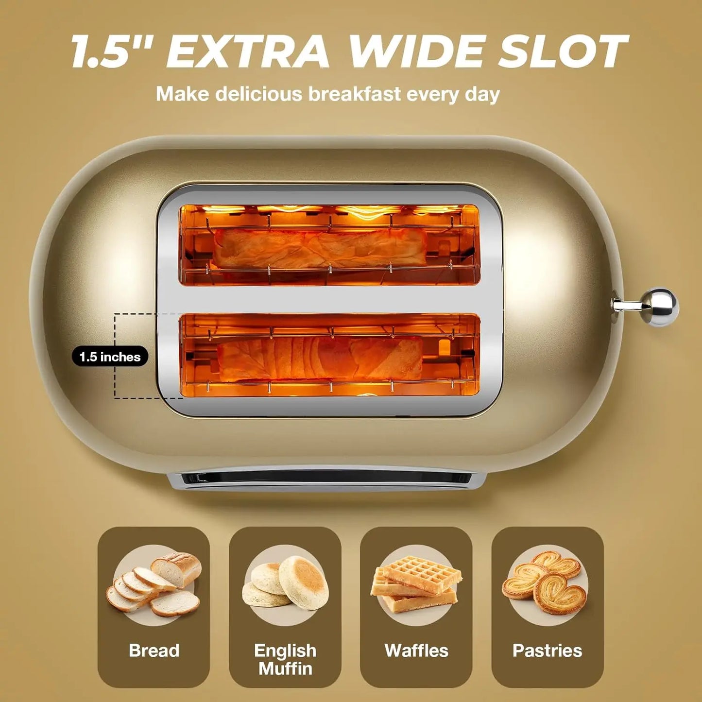 Smart Touchscreen Two Slice Toaster Digital Timer Defrost Reheat Settings