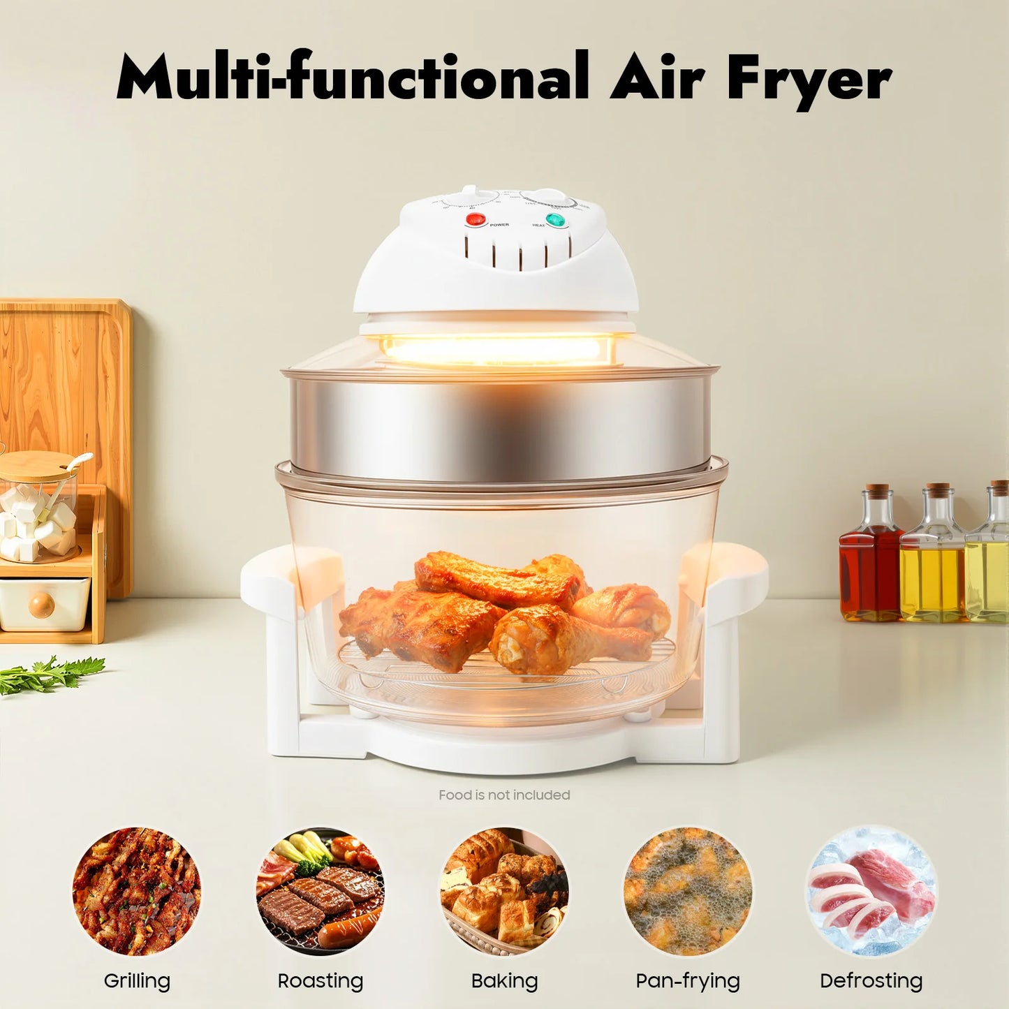 Air Fryer 110V 1200W 360° Hot Air Circulation Oil Free