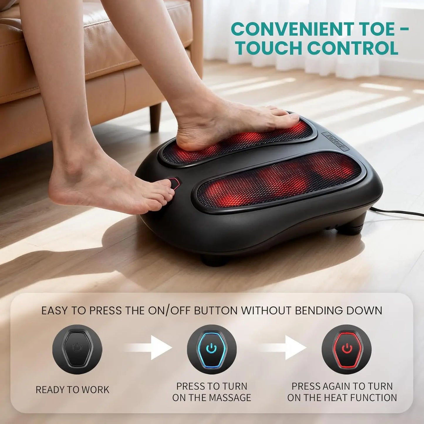 Heated Shiatsu Foot Massager For Pain Relief Circulation Relaxation