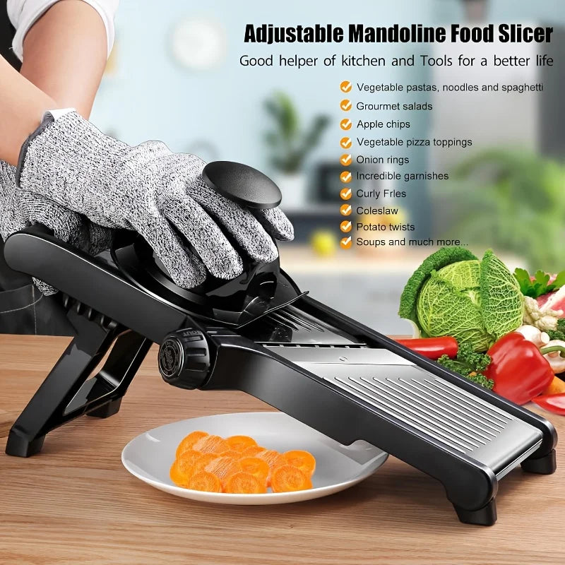 AEDG Stainless Steel Mandoline Slicer With 5 Blades And Holder