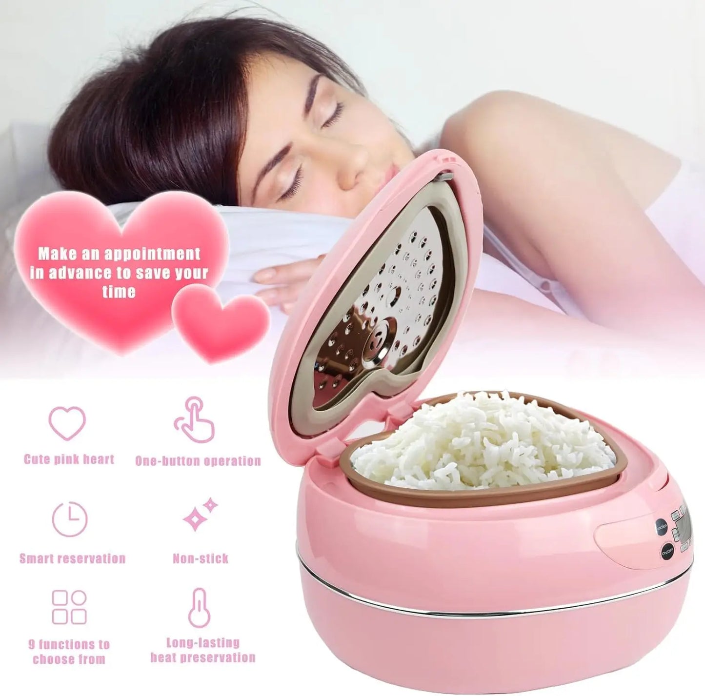 Iosn Rice Cooker With Delay Timer Auto Thermostat Keeps Warm