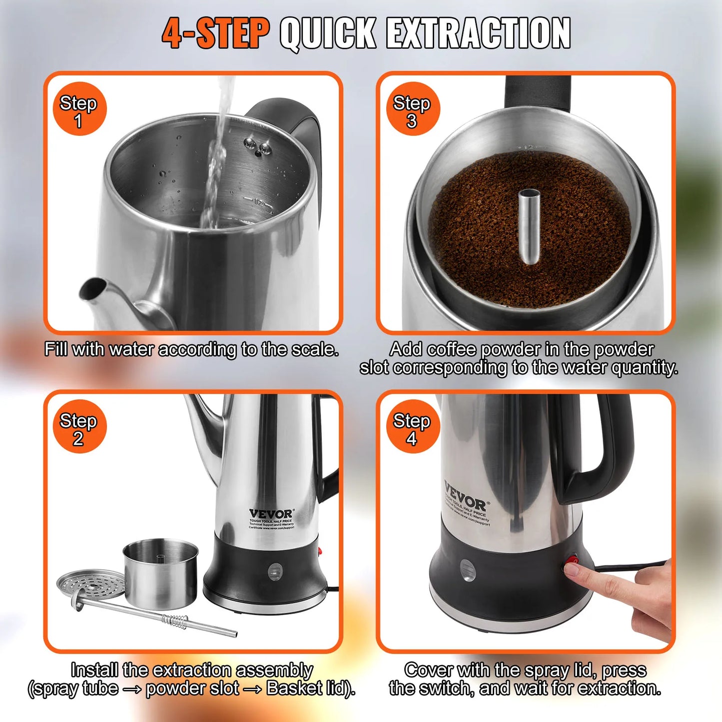 SucceBuy 12-Cup Electric Percolator Coffee Pot Stainless Steel Keep Warm