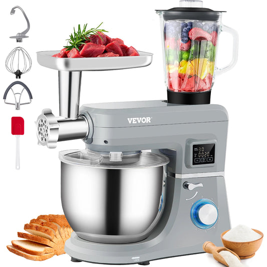 VEVOR 5 In 1 Stand Mixer Multifunctional Electric With LCD Screen Dough Hook
