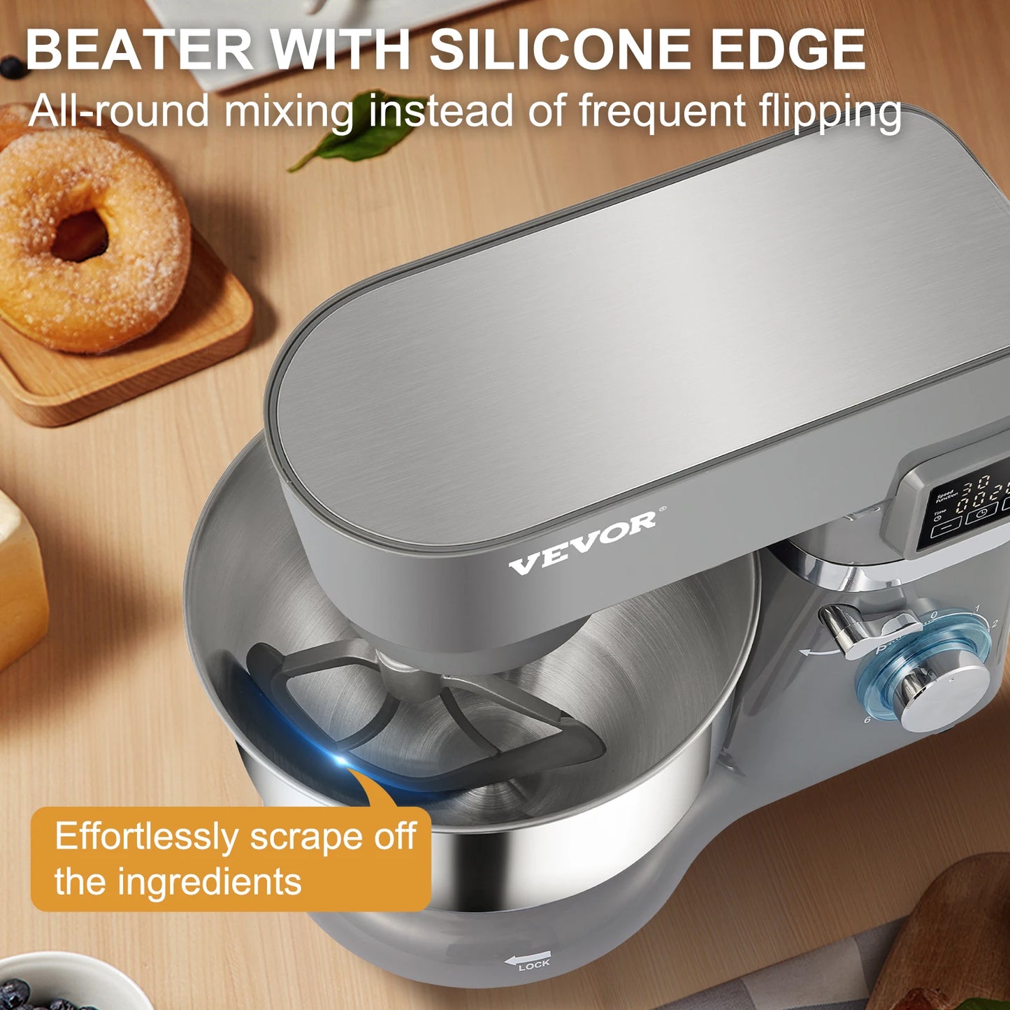 VEVOR Stand Mixer 6 Speed Dough Mixer With LCD Control