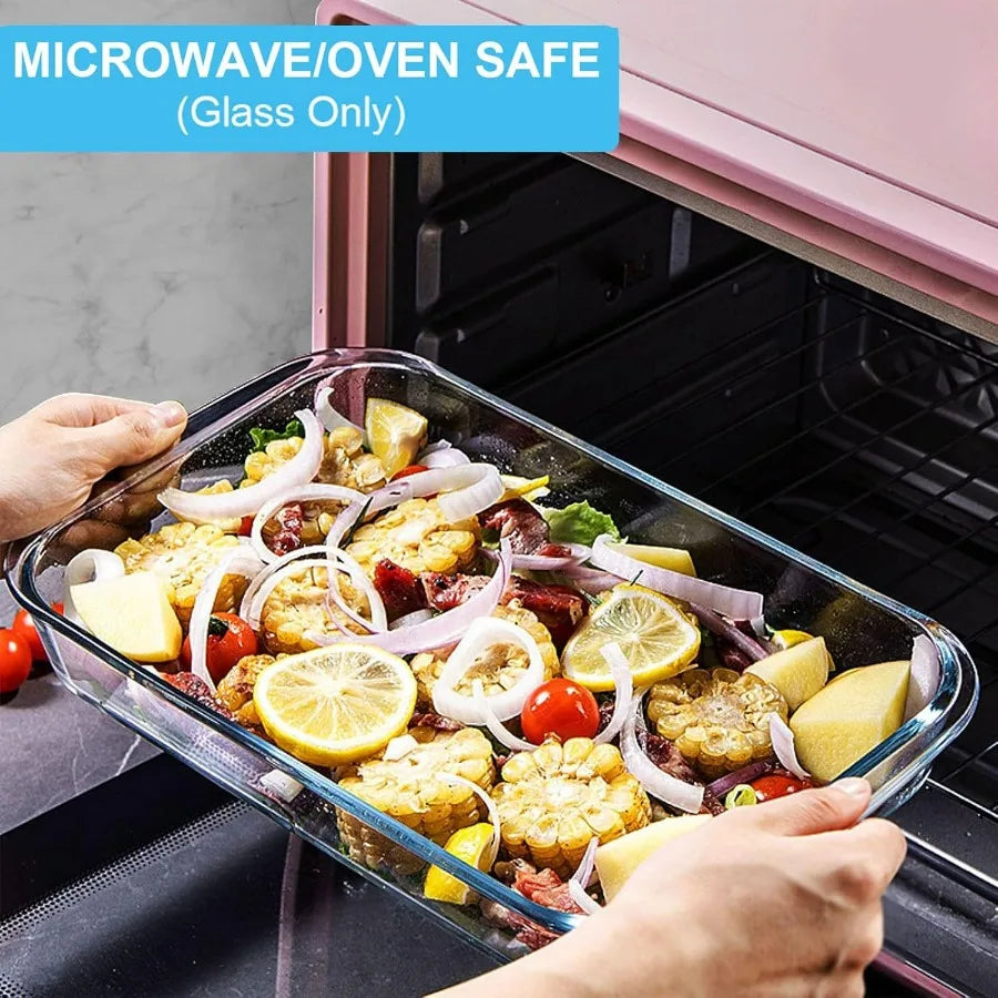 8 Pieces Glass Baking Dish Set With Lids For Lasagna