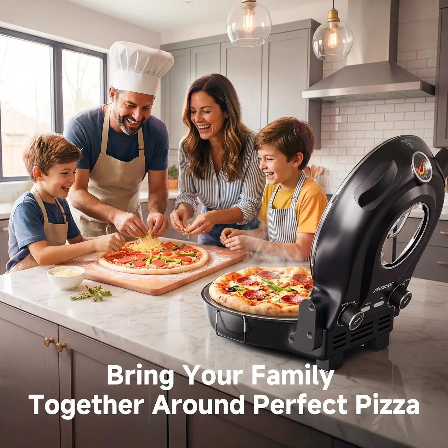 XMSJ Electric Pizza Oven 800F Countertop Cooker With Ceramic Stone