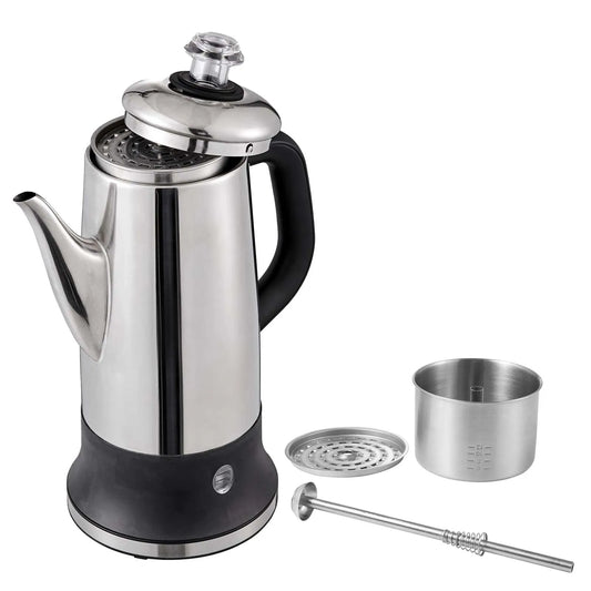 SucceBuy 12-Cup Electric Percolator Coffee Pot Stainless Steel Keep Warm
