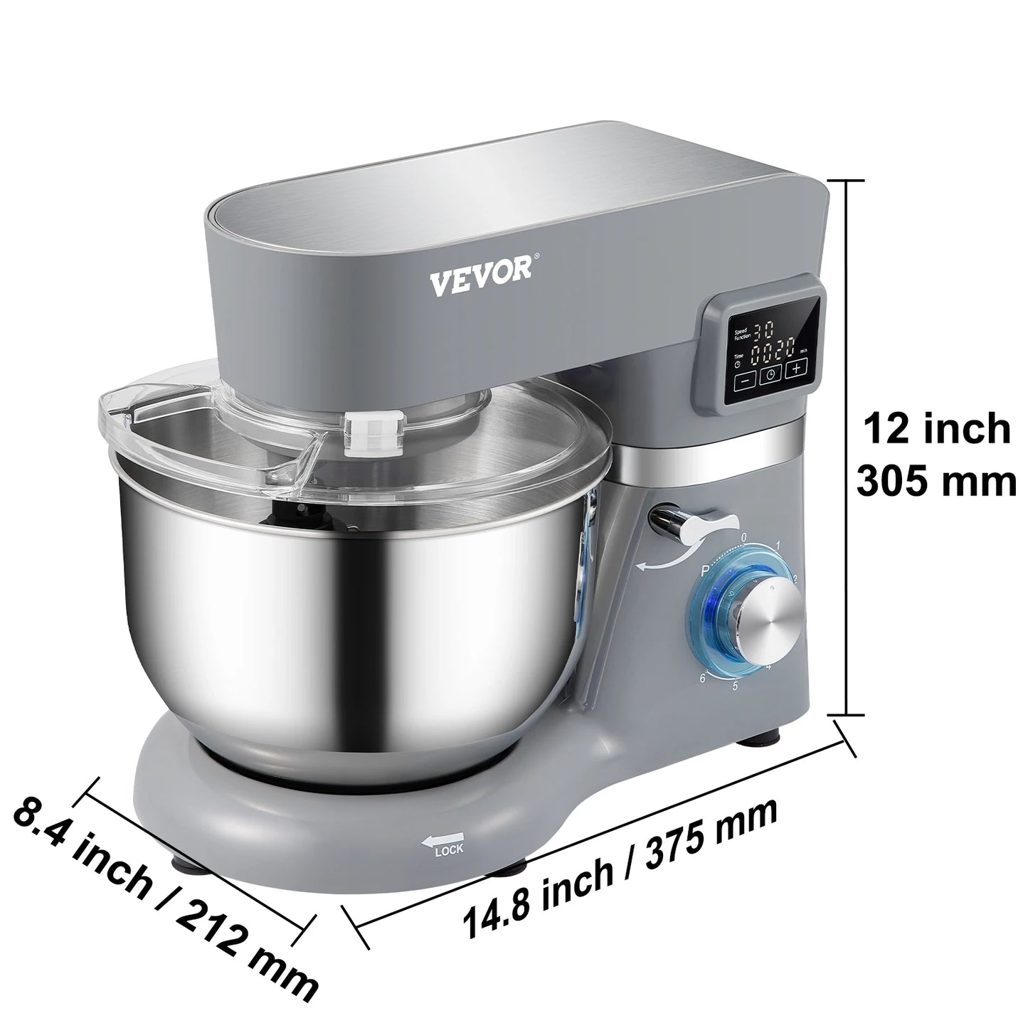 VEVOR Stand Mixer 6 Speed Dough Mixer With LCD Control