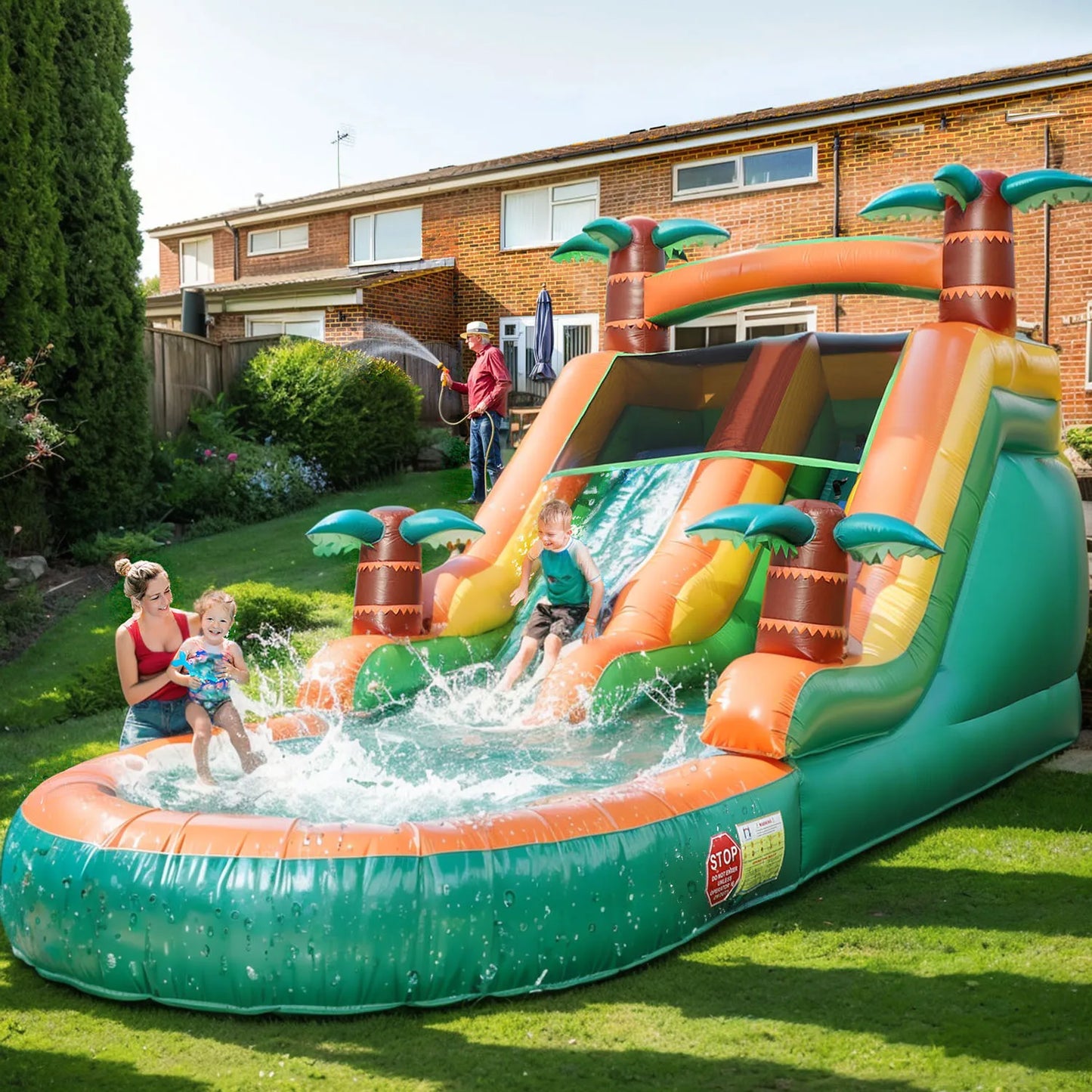 King Inflatable Large Outdoor Water Slide Pool Double Slide