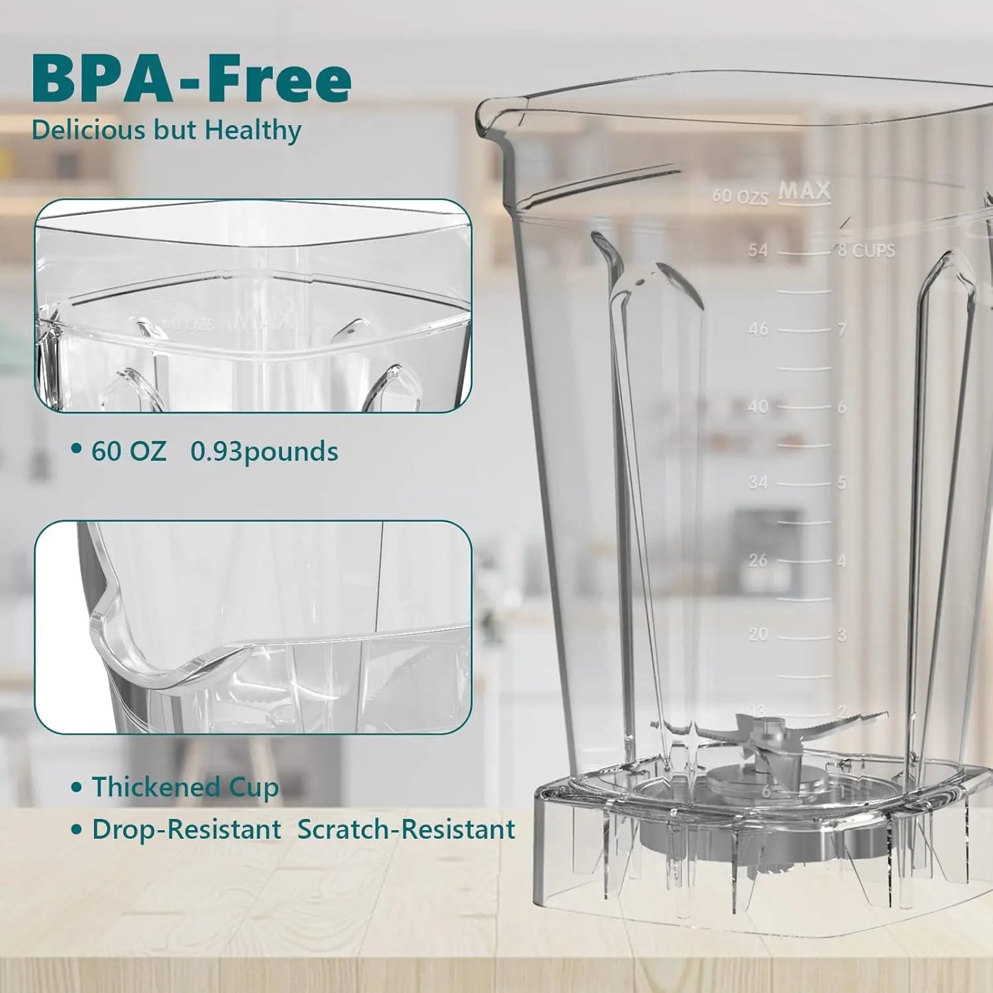 1800W Professional Blender With Stainless Steel Blades BPA Free