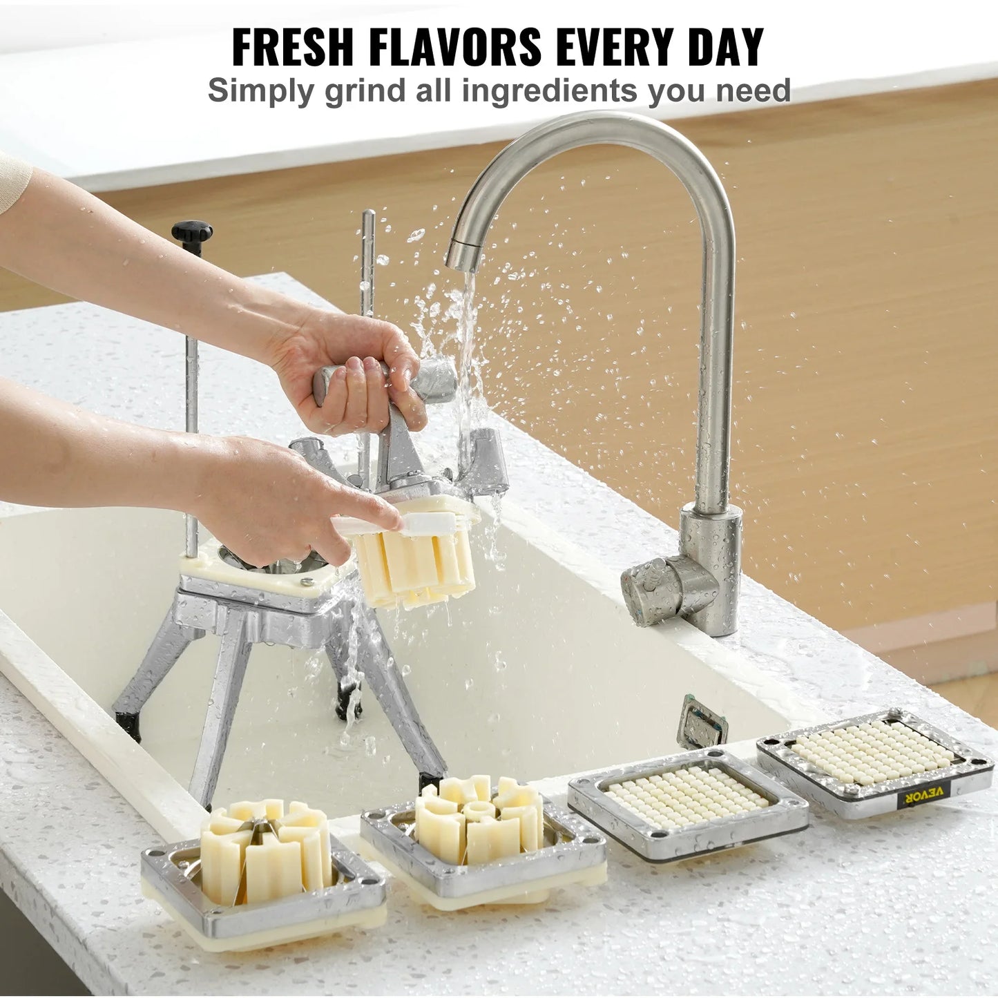 VEVOR Commercial Vegetable Fruit Dicer Cutter Potato Slicer Chopper 4 Blades