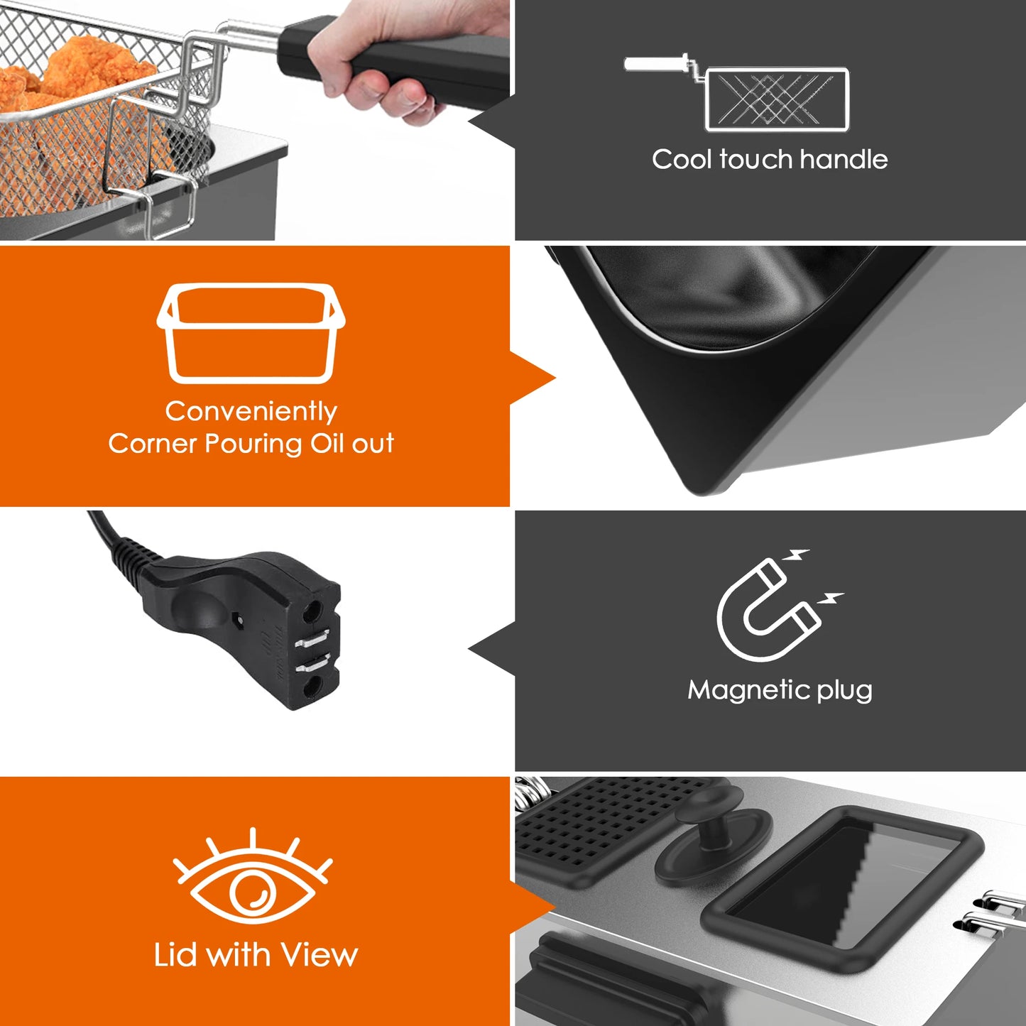 M Minca 1500W Electric Deep Fryer With Adjustable Thermostat