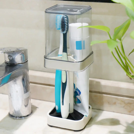 Toothbrush Holder With Cup And Cover For Conventional Bathroom Storage