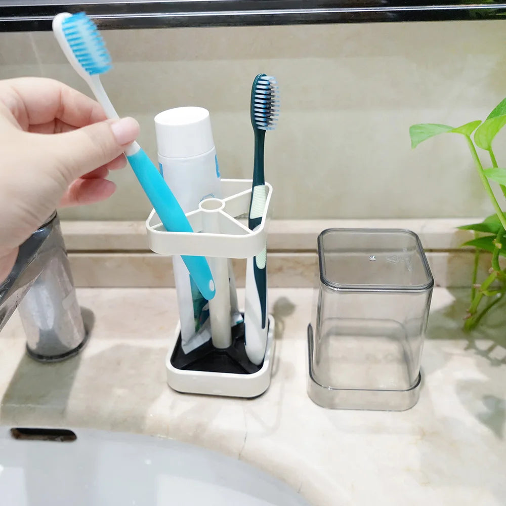 Toothbrush Holder With Cup And Cover For Conventional Bathroom Storage