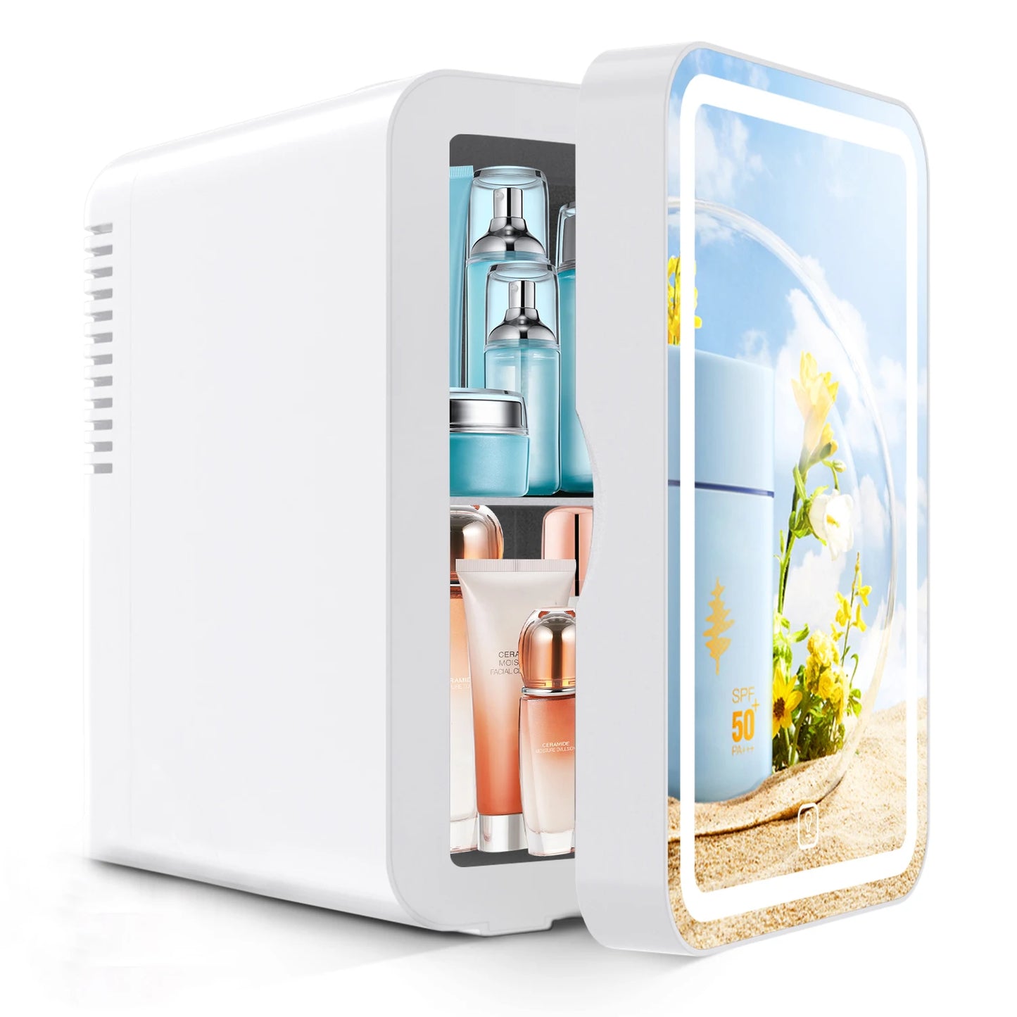 COOSEON Portable Mirror Beauty Refrigerator LED Hot Cold Skin Care
