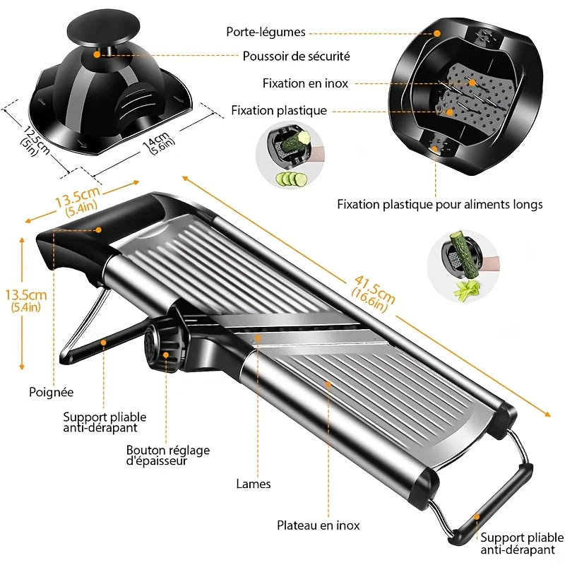 AEDG Stainless Steel Mandoline Slicer With 5 Blades And Holder
