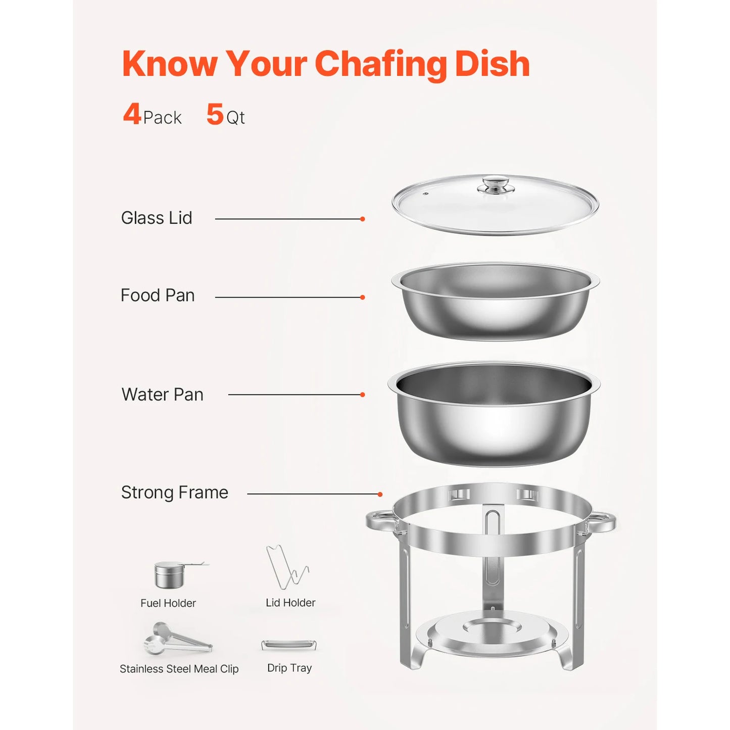 SucceBuy Chafing Dish Buffet Set Stainless Steel Chafer With Pans