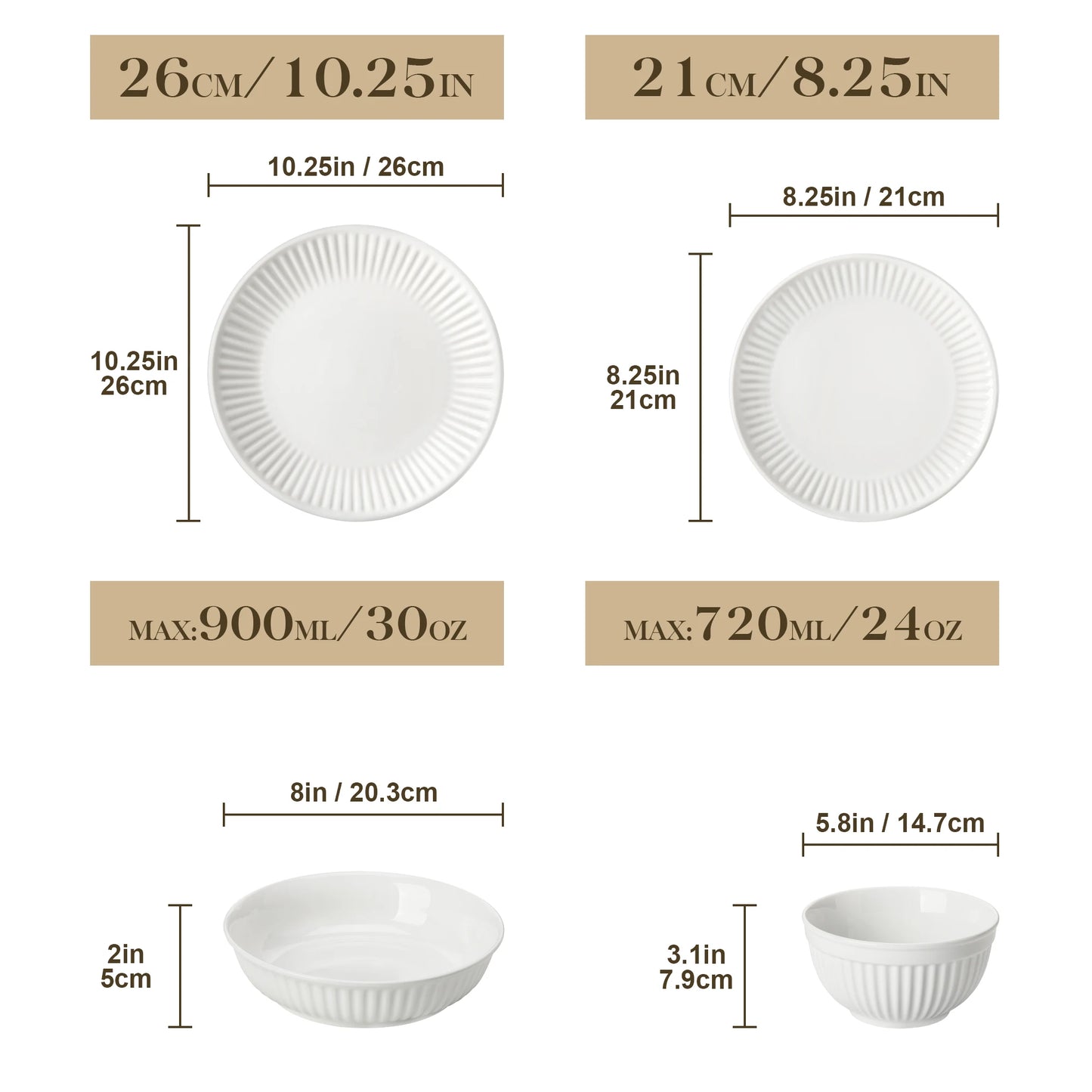 MALACASA Leila Ceramic Dinnerware Set 12 16 24 32 Pieces