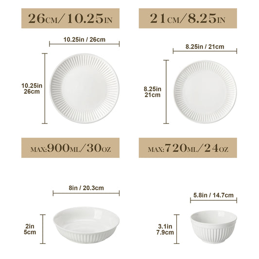 MALACASA Leila Ceramic Dinnerware Set 12 16 24 32 Pieces