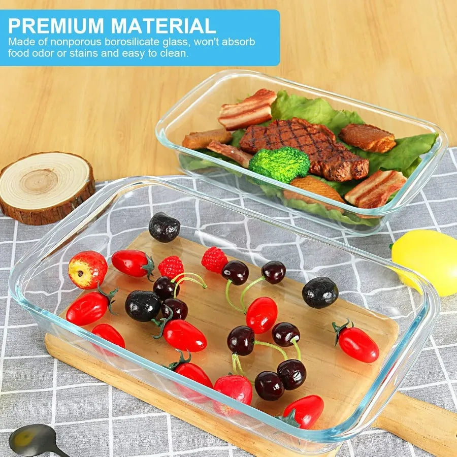 8 Pieces Glass Baking Dish Set With Lids For Lasagna