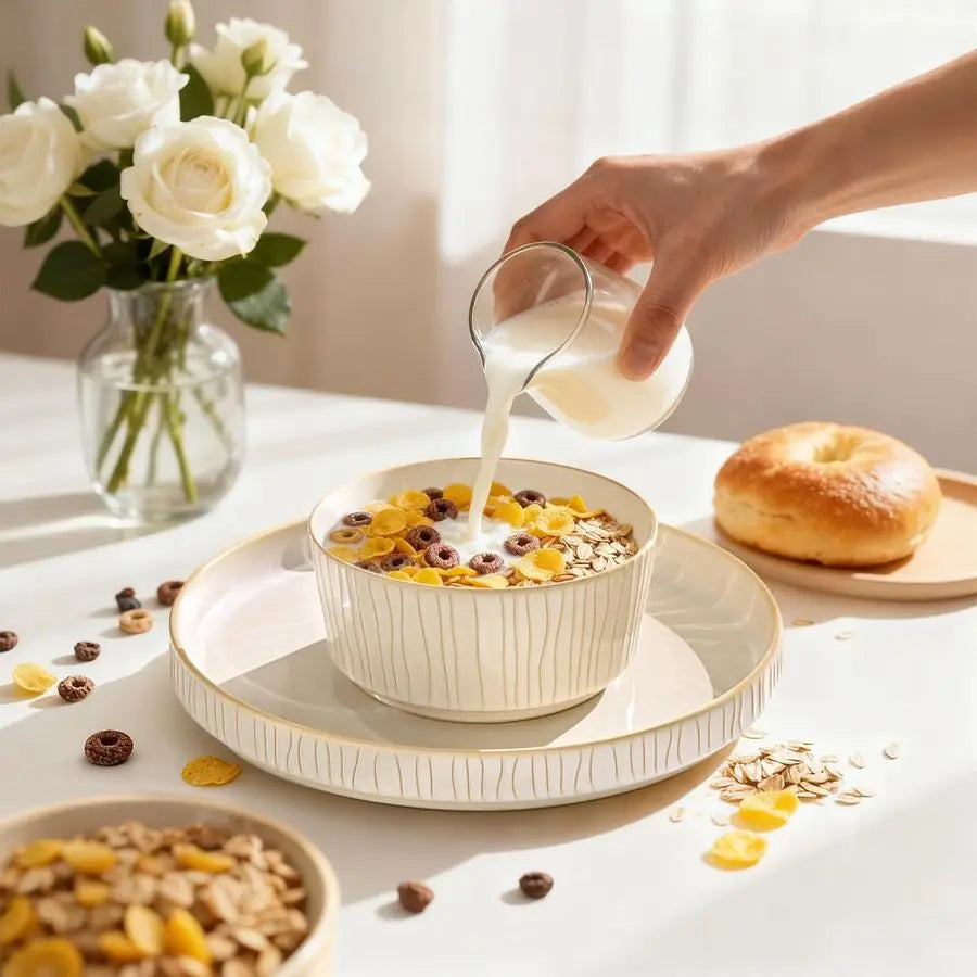 Stoneware Dinnerware Sets For 4 12 Piece Ribbed Reactive Glaze