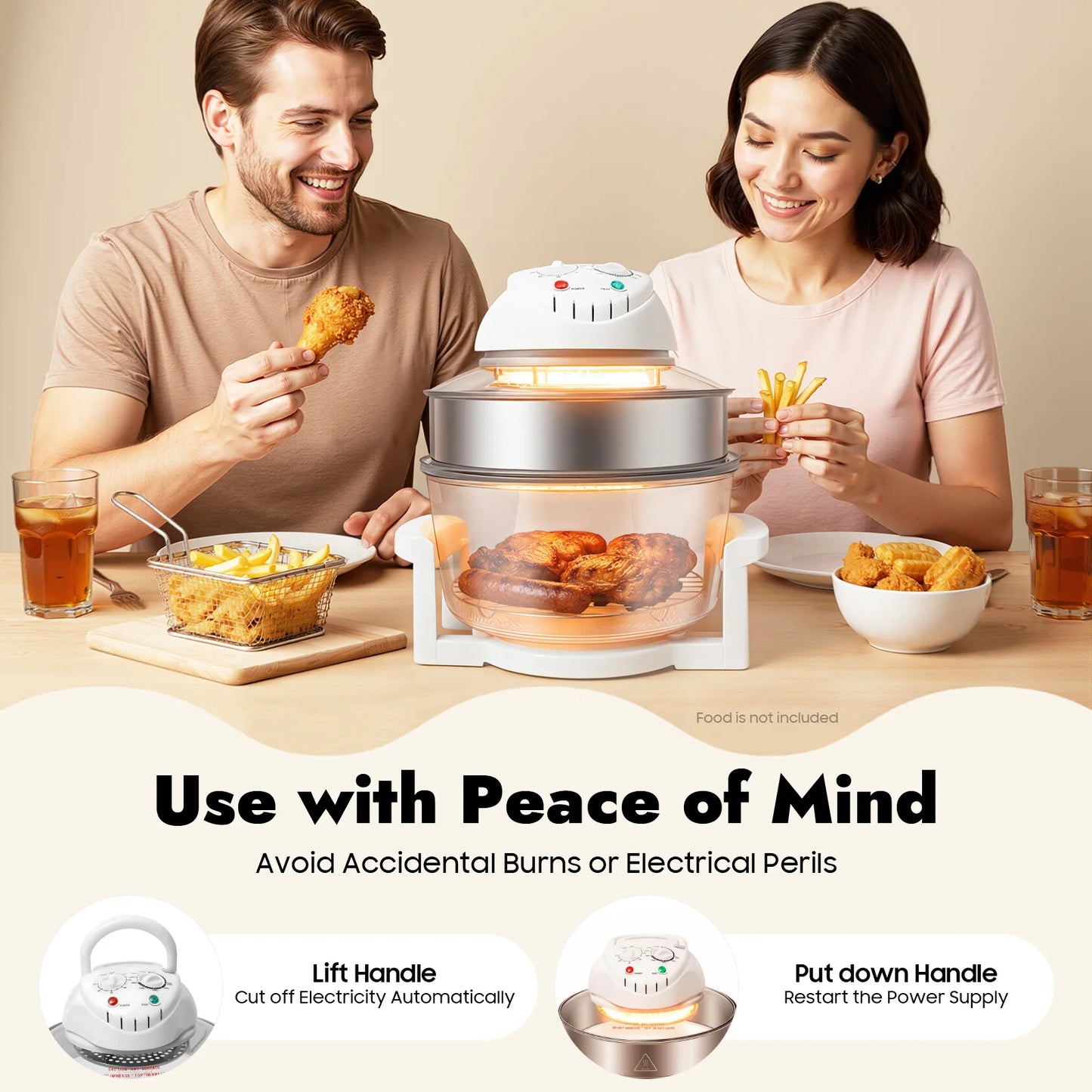 Air Fryer 110V 1200W 360° Hot Air Circulation Oil Free