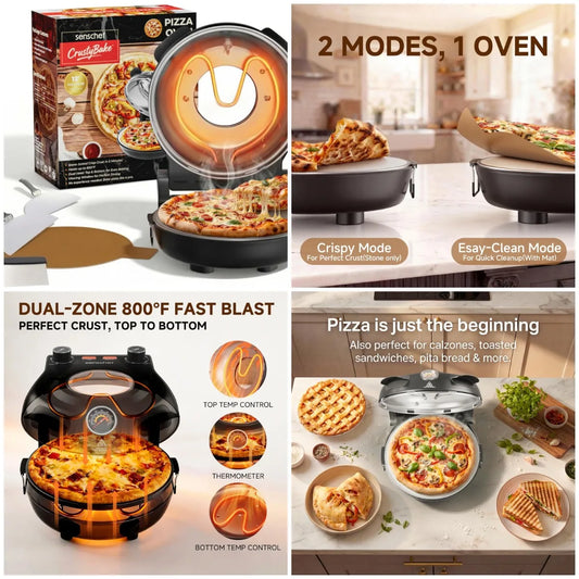 XMSJ Electric Pizza Oven 800F Countertop Cooker With Ceramic Stone