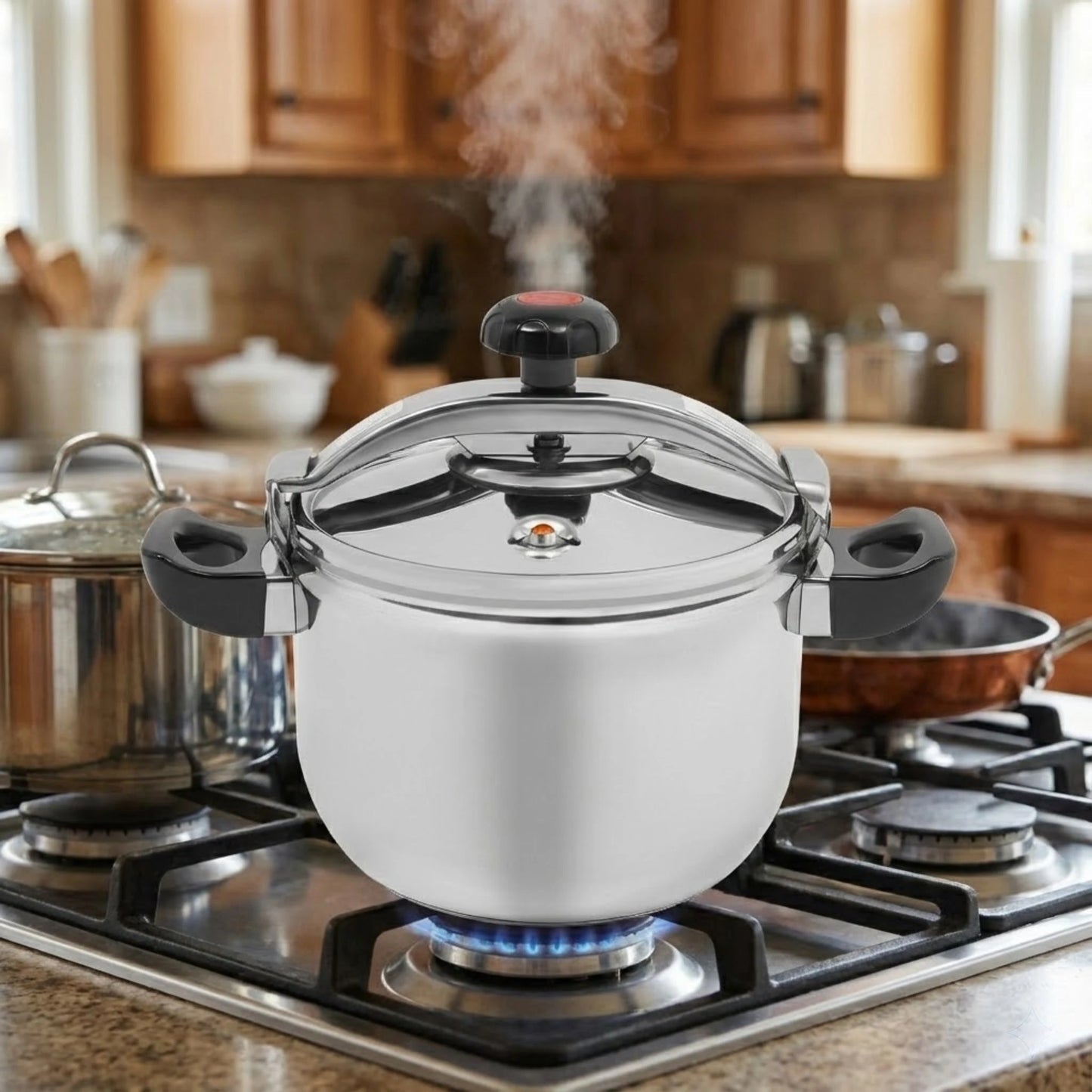 Bymaocar Stainless Steel Pressure Cooker Pot 60KPa Locking Lid