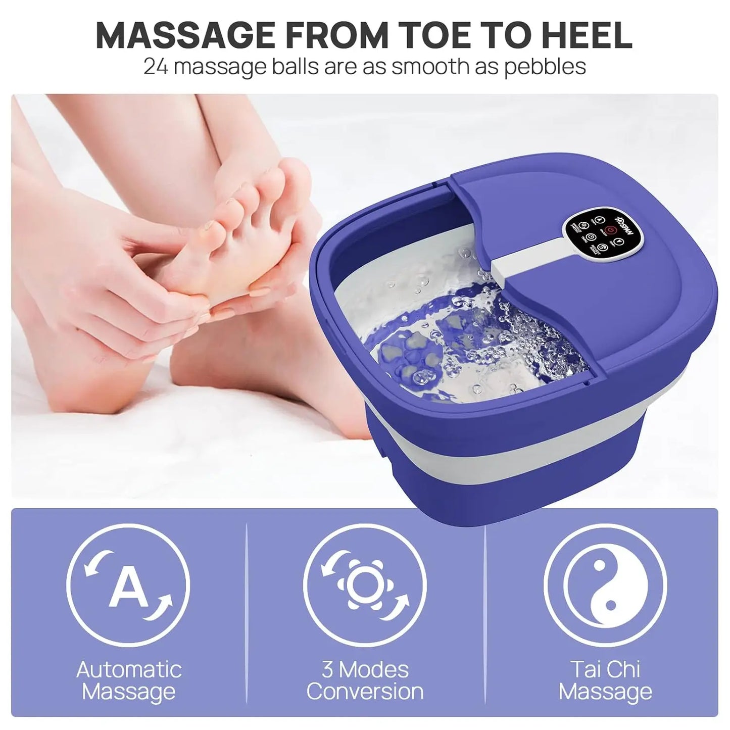 Electric Foot Spa With Heat Shiatsu Massage Balls For Relief