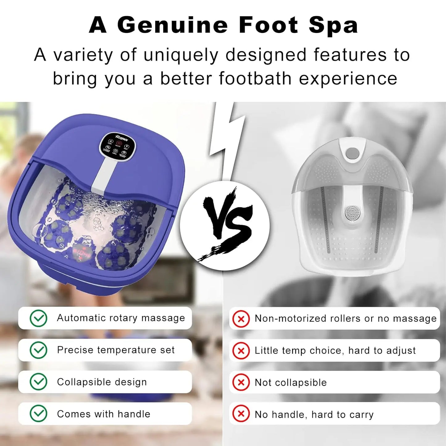 Electric Foot Spa With Heat Shiatsu Massage Balls For Relief
