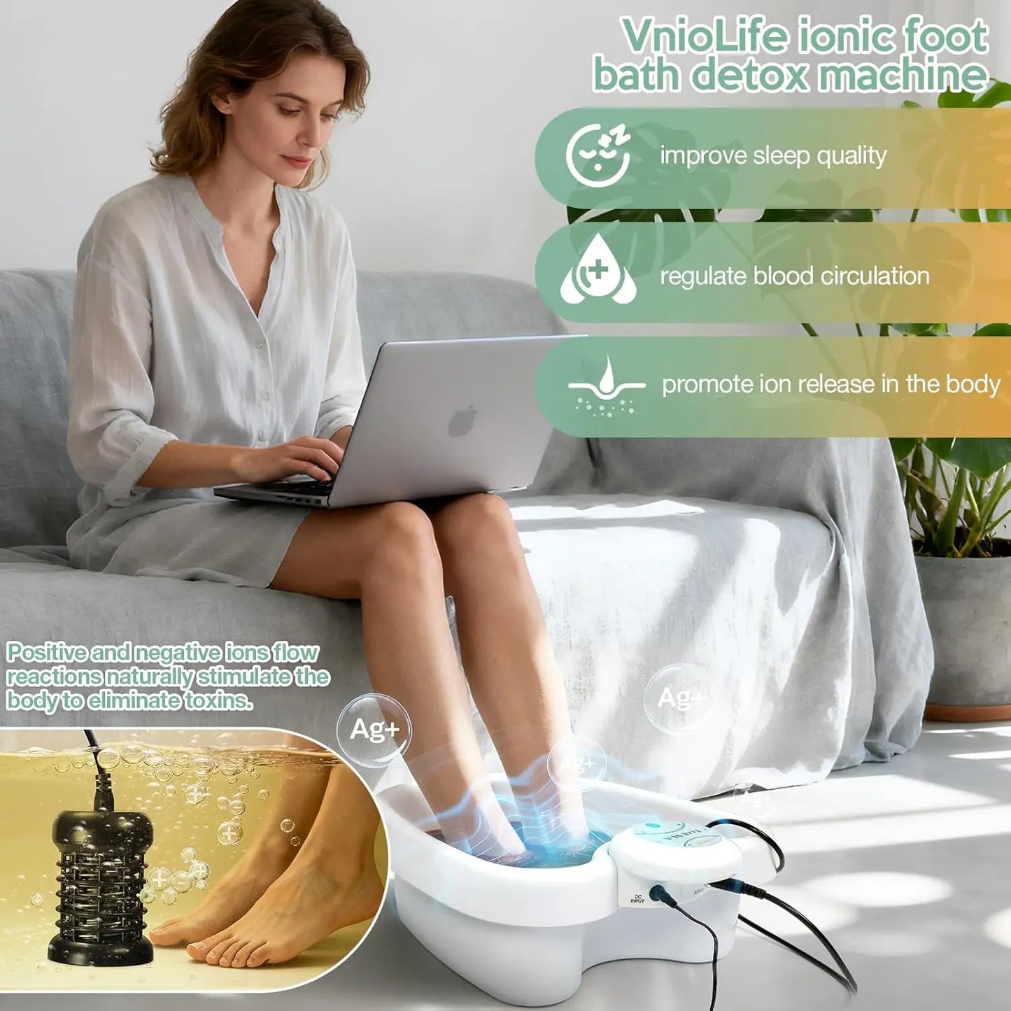 Portable Ionic Foot Detox Machine With Bag And Liners